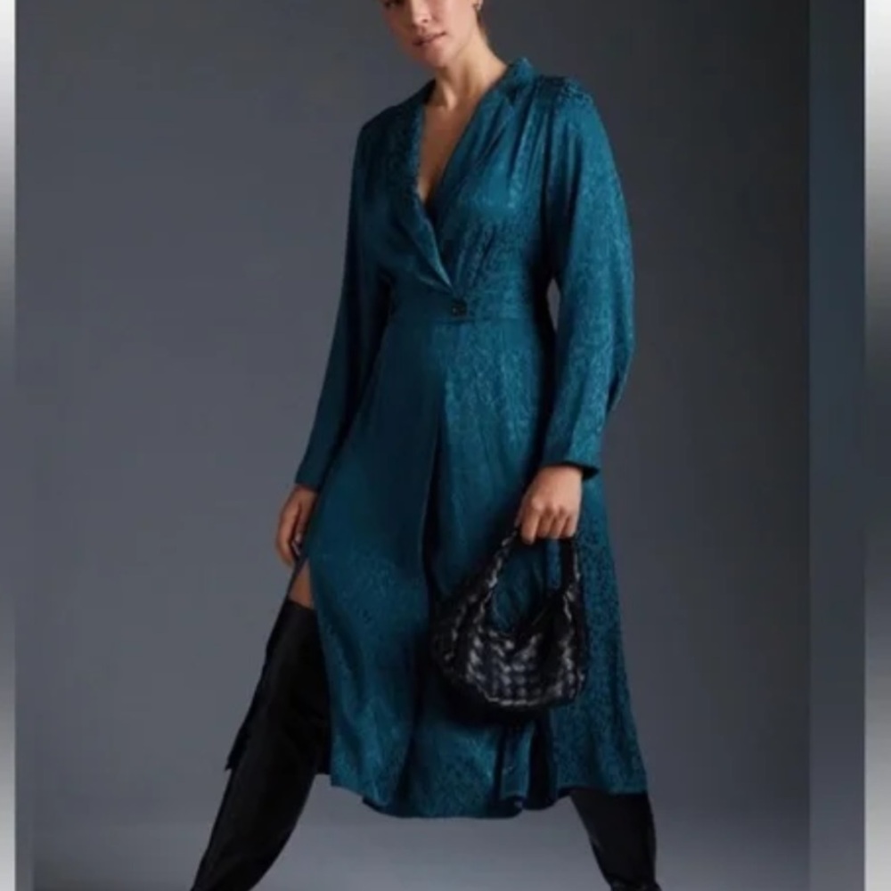 NWT Anthropologie Deep Teal Wrap Dress
